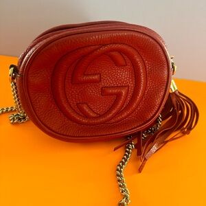 Gucci Red Chain Circle Shoulder Bag
